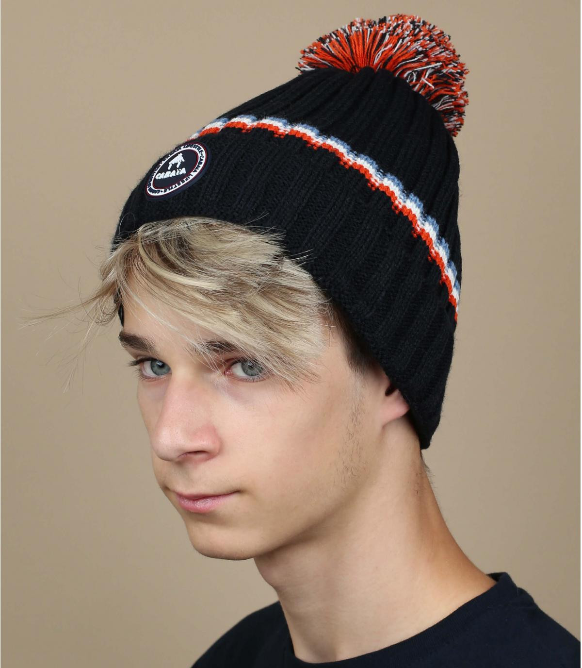 pompon blu a cuffia Manhattan navy pompon blu a cuffia Manhattan navy